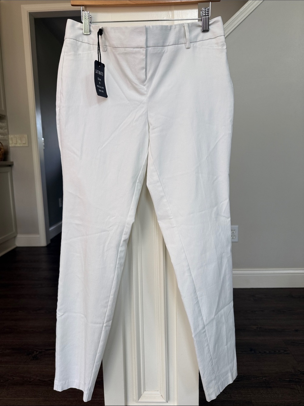 Satinato NWT White Stretch Ankle Pants 8 - Picture 3 of 8